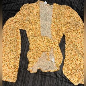 Old Navy Floral Wrap Blouse